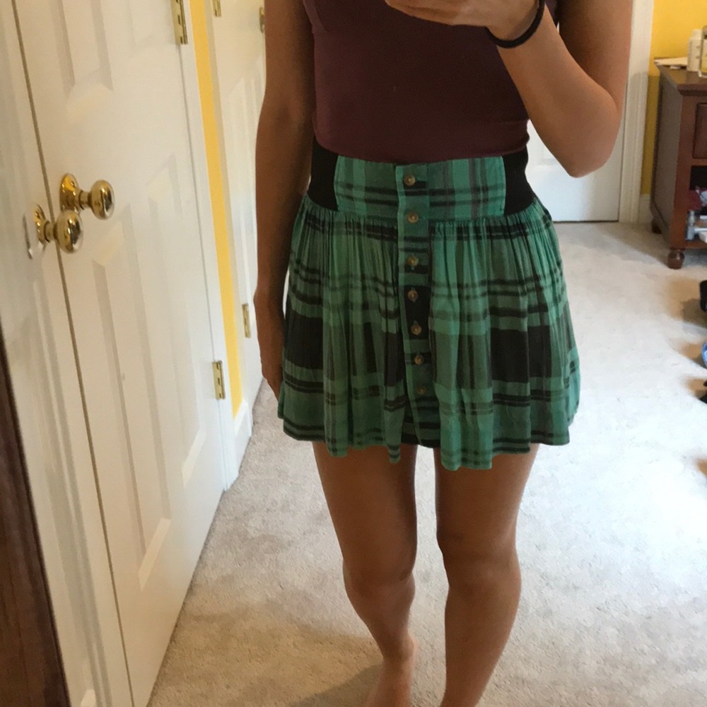 American Eagle plaid button down skirt